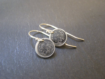 Tiny Full Moon earrings hand crafted from sterling silver - Drake Designs Jewelry