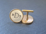 Copy of zzzMens Personalized cuff links golden bronze and sterling silver custom hand stamped rimmed Monogram cufflinks. AnniversaryHusband gift - Drake Designs Jewelry