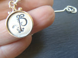 Two tone rimmed Custom initial necklace / personalized pendant / gift for her - Drake Designs Jewelry