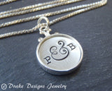 Family necklace for mom personalized with initials. Sterling silver rimmed edge pendant - Drake Designs Jewelry