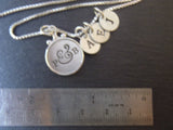 Family necklace for mom personalized with initials. Sterling silver rimmed edge pendant - Drake Designs Jewelry