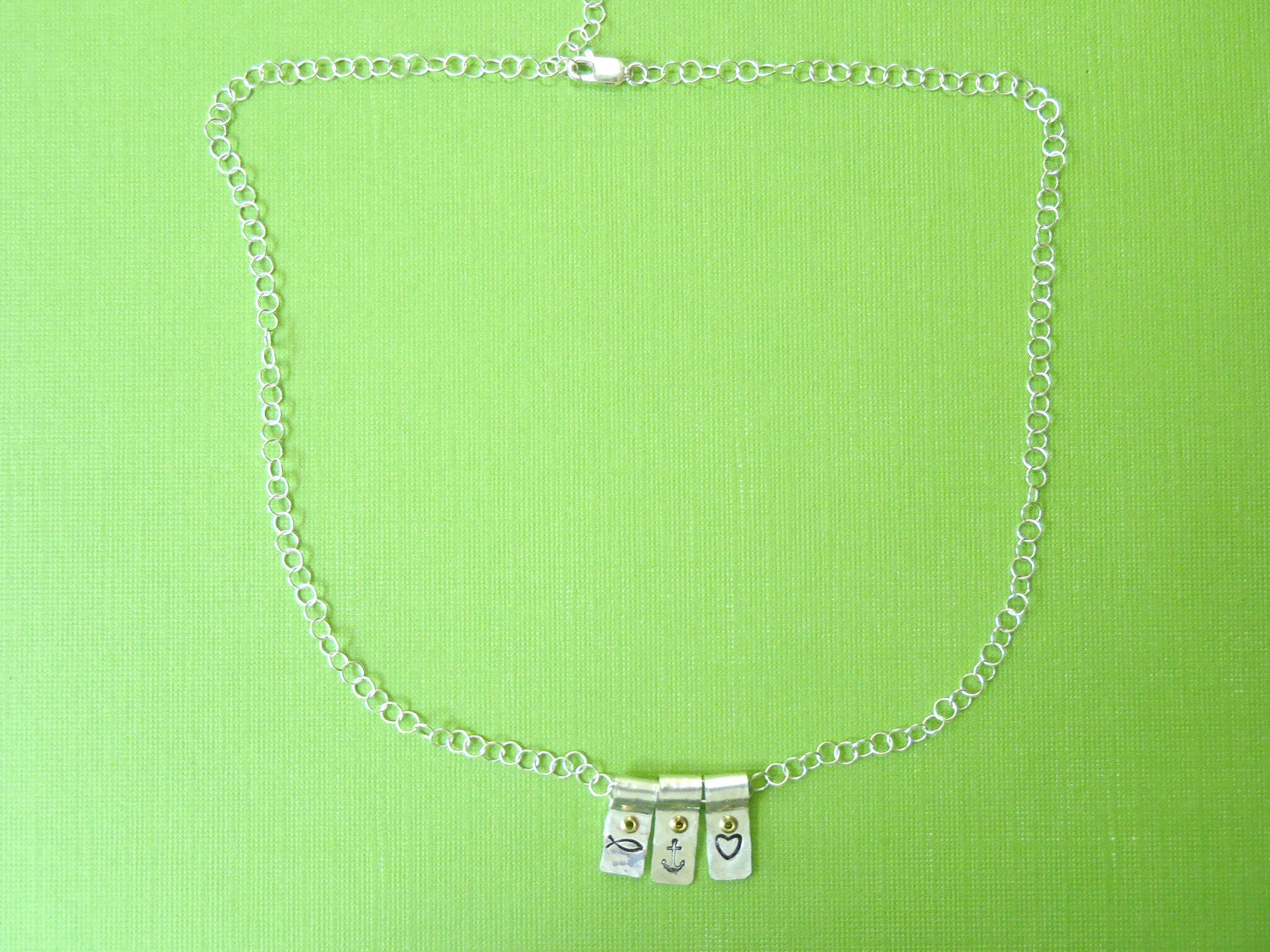 Sterling silver Faith Hope and Love Necklace Christian Jewelry - Drake Designs Jewelry