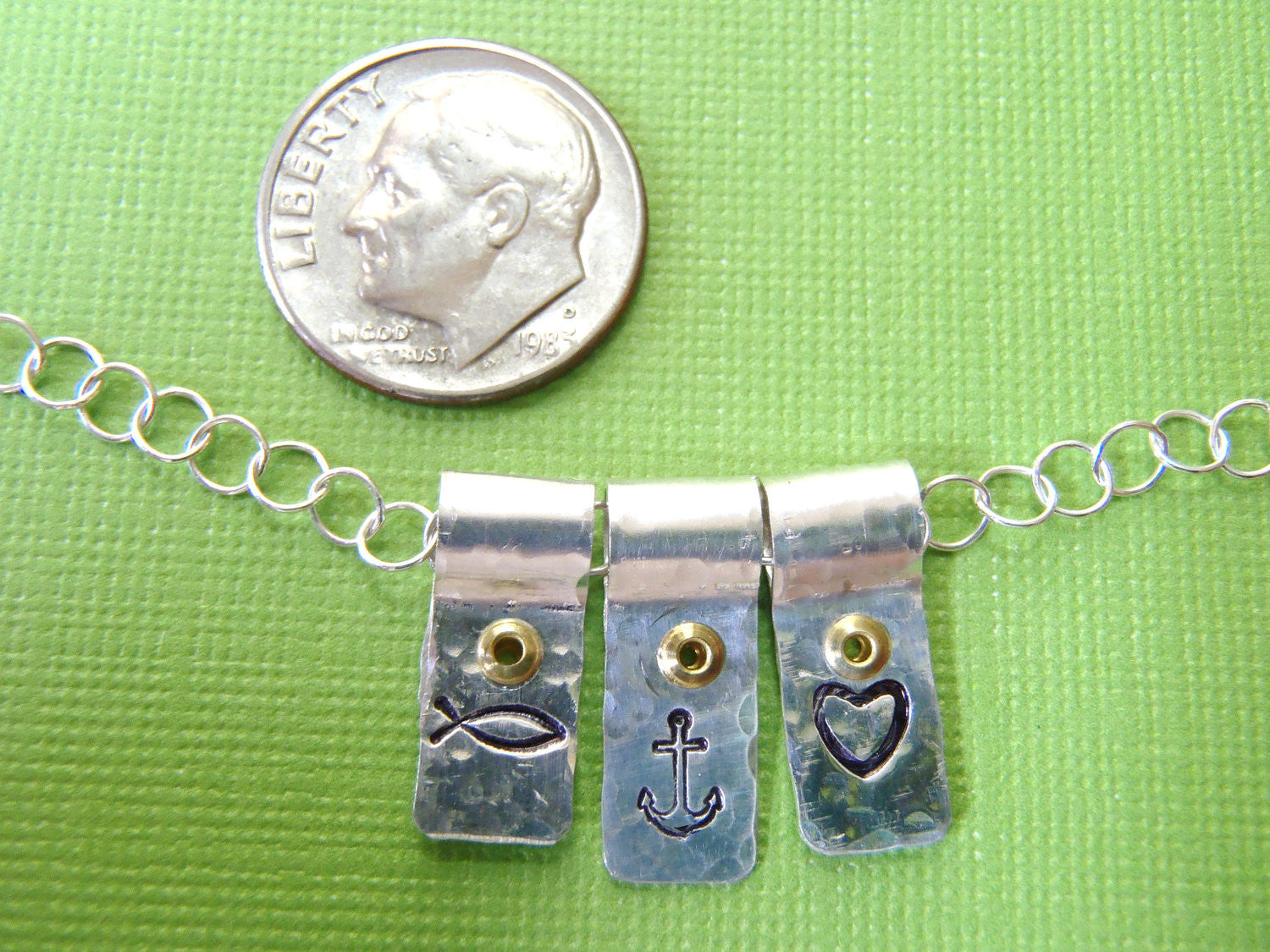 Sterling silver Faith Hope and Love Necklace Christian Jewelry - Drake Designs Jewelry