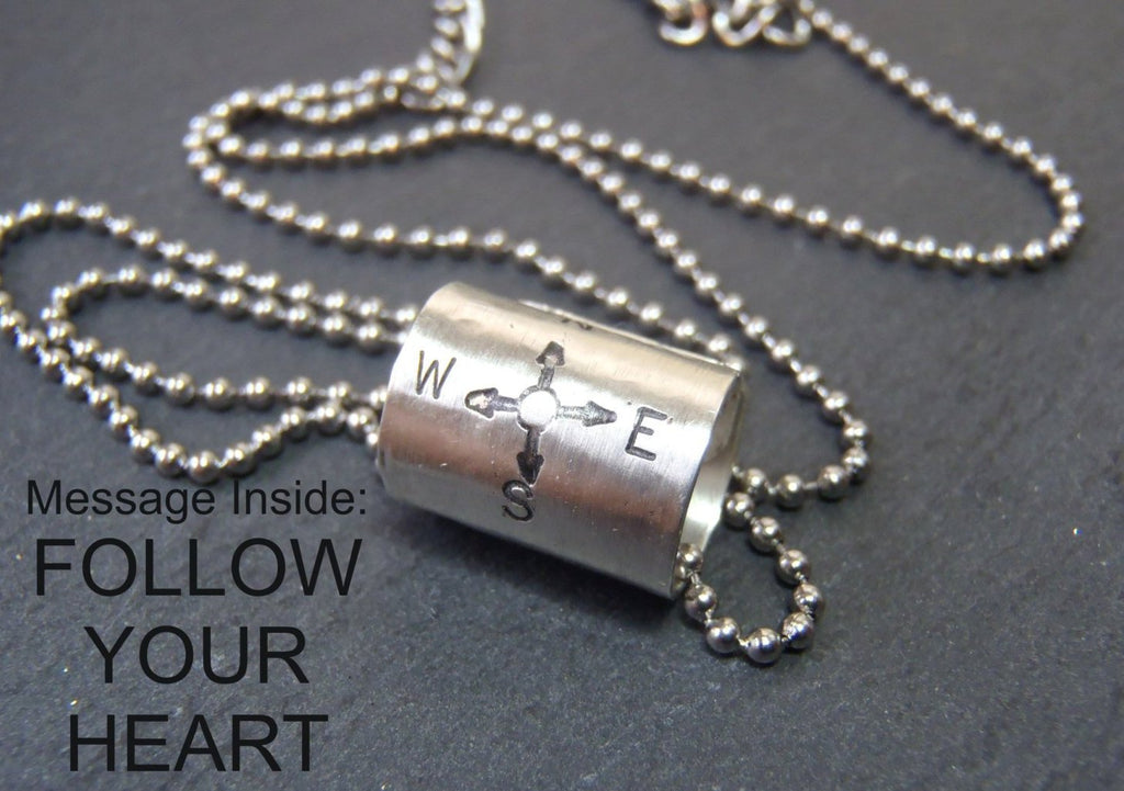 sterling silver compass necklace inspirational jewelry - Drake Designs Jewelry