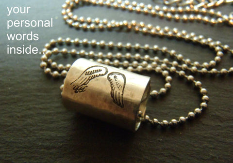 Remembrance jewelry Personalized Memorial necklace with angel wings - Drake Designs Jewelry