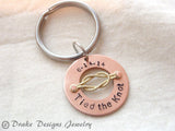 Tied the knot keychain  Personalized 7th anniversary gifts in copper - Drake Designs Jewelry
