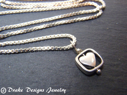 Sterling silver Tiny Heart necklace - Drake Designs Jewelry