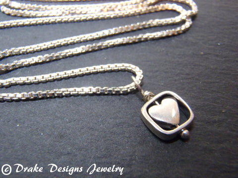 Sterling silver Tiny Heart necklace - Drake Designs Jewelry