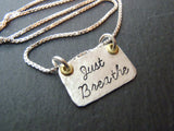 Just Breathe necklace hammered sterling silver with mixed metals - Drake Designs Jewelry