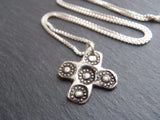 Recycled Silver Cross necklace artisan jewelry in fine silver and sterling silver - Drake Designs Jewelry