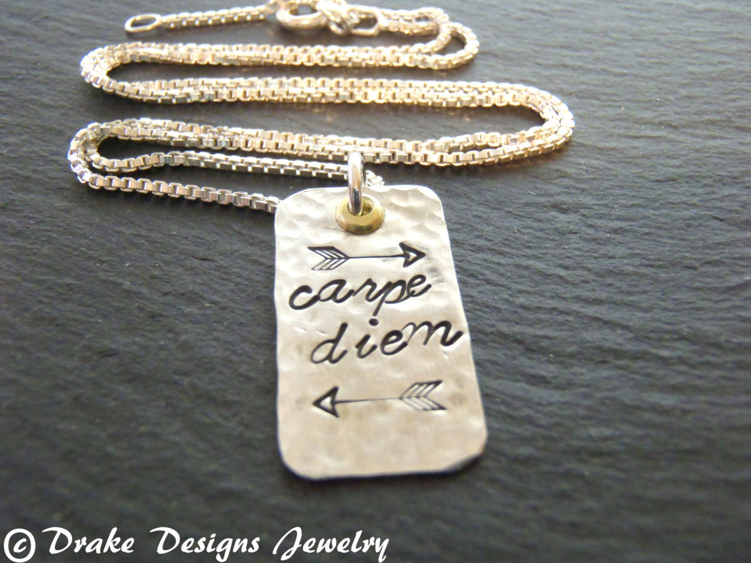 Sterling silver carpe diem necklace -seize the day - Drake Designs Jewelry