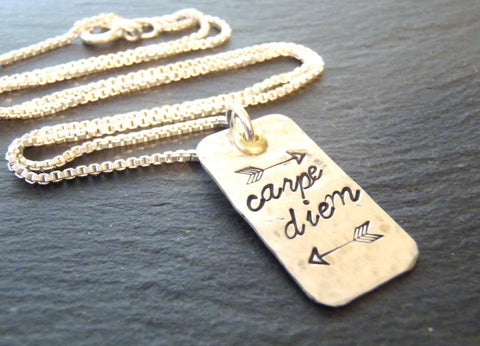 Sterling silver carpe diem necklace -seize the day - Drake Designs Jewelry