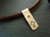 Rustic women's or men's cross necklace - sterling silver and leather - Drake Designs Jewelry