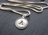 Sterling Silver initial typewriter key necklace - Drake Designs Jewelry