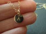 Tiny Gold initial necklace 14k Gold FIlled personalized jewelry - Drake Designs Jewelry