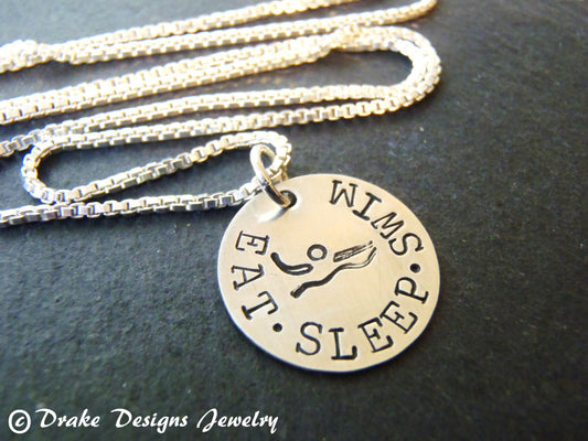 sterling silver Swimmer necklace gifts for swimmer jewelry - Drake Designs Jewelry