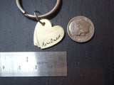 Personalized mom keychain with kids names or couples names on golden brass heart charms - Drake Designs Jewelry