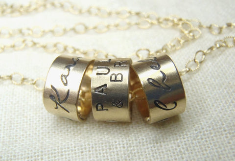 Mom necklace with names 14k gold filled personalized gold charm necklace - Drake Designs Jewelry