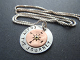 sterling silver enjoy the journey compass necklace inspirational jewelry - Drake Designs Jewelry