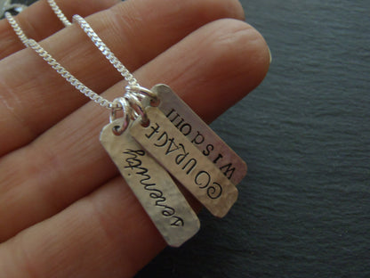 Sterling Silver courage necklace serenity prayer necklace serenity courage wisdom - Drake Designs Jewelry