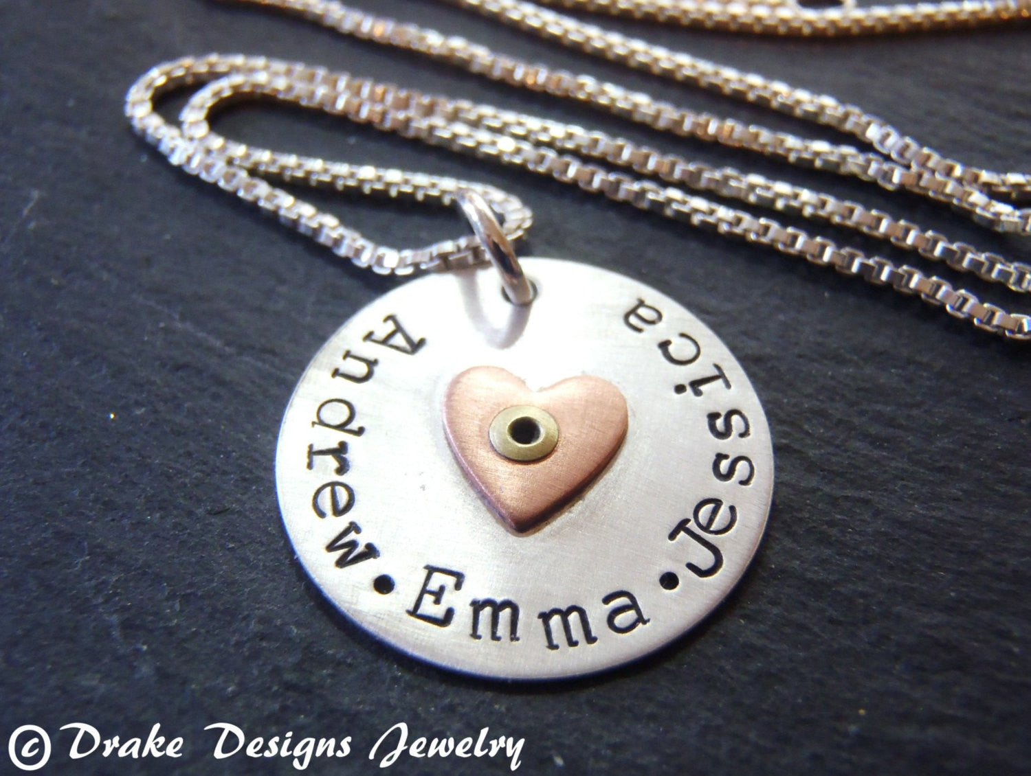 Sterling silver mommy necklace personalized with children's names - Drake Designs Jewelry