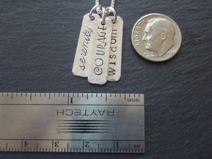 Sterling Silver courage necklace serenity prayer necklace serenity courage wisdom - Drake Designs Jewelry