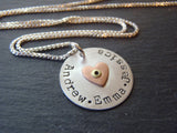 Sterling silver mommy necklace personalized with children's names - Drake Designs Jewelry