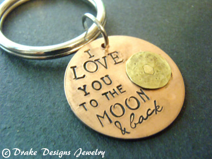 I love you to the moon and back keychain - Drake Designs Jewelry