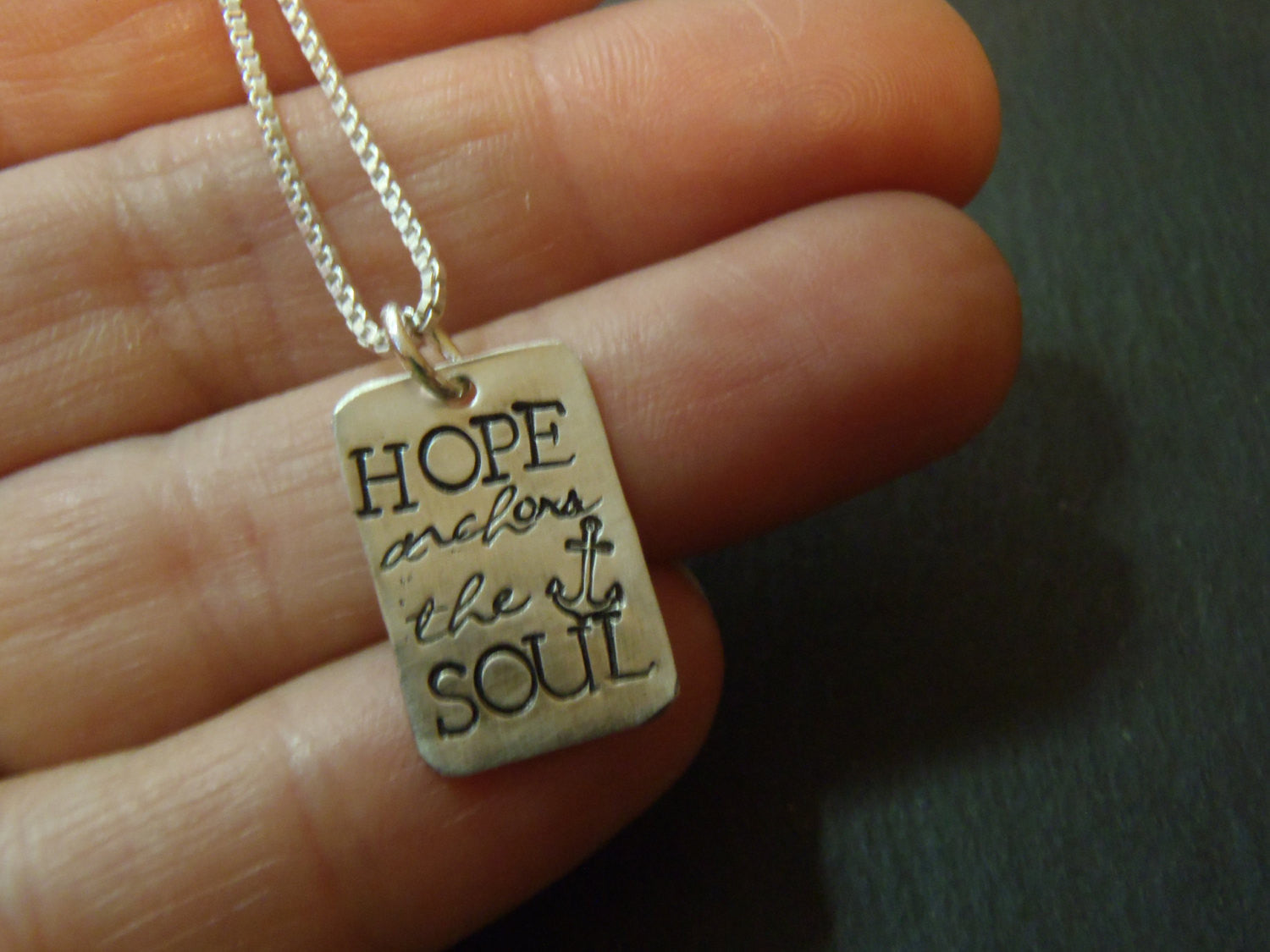 Hope anchors the soul necklace - sterling silver scripture jewelry - Drake Designs Jewelry