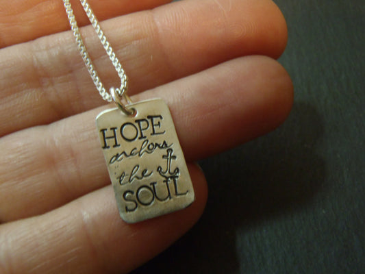 Hope anchors the soul necklace - sterling silver scripture jewelry - Drake Designs Jewelry