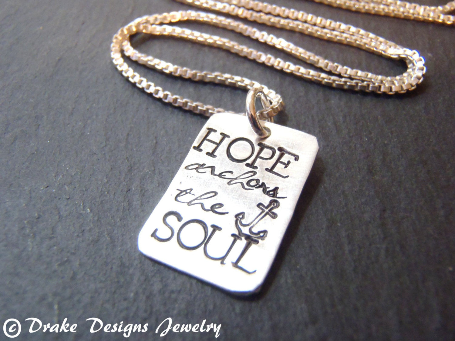 Hope anchors the soul necklace - sterling silver scripture jewelry - Drake Designs Jewelry