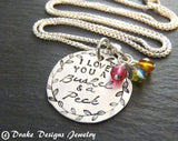 Sterling silver personalized mothers necklace I love you a bushel and a peck necklace mom birthstone necklace - Drake Designs Jewelry
