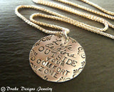 Sterling silver Motivational jewelry Life begins outside your comfort zone inspirational quote necklace - Drake Designs Jewelry