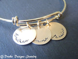 Personalized gold adjustable bangle bracelet for mom - Drake Designs Jewelry