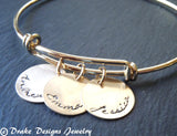 Personalized gold adjustable bangle bracelet for mom - Drake Designs Jewelry