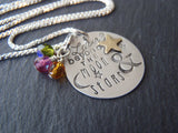 Love beyond the moon and stars personalized sterling silver mothers necklace - Drake Designs Jewelry