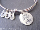 Family tree bracelet for mom personalized with initials - Drake Designs Jewelry