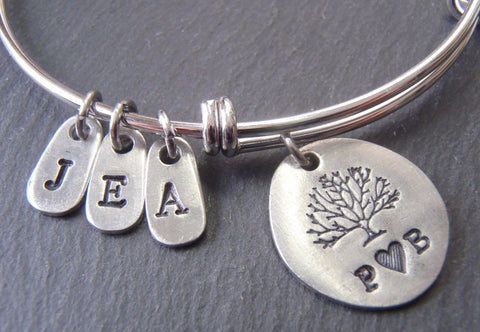 Family tree bracelet for mom personalized with initials - Drake Designs Jewelry