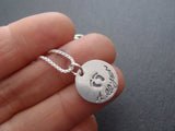 Sterling silver new mom necklace with personalized name push present baby footprints - Drake Designs Jewelry