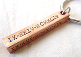 Personalized 7 year anniversary gift - copper Roman Numeral keychain - Drake Designs Jewelry