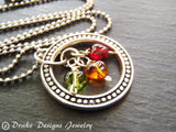 pewter eternity circle - mom Birthstone necklace - Drake Designs Jewelry