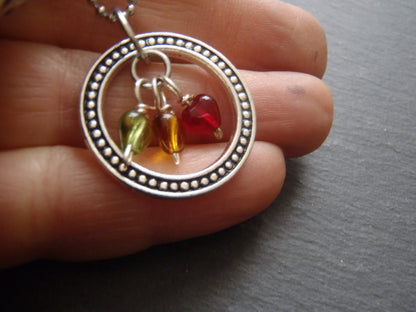 pewter eternity circle - mom Birthstone necklace - Drake Designs Jewelry