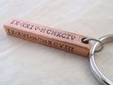 Personalized 7 year anniversary gift - copper Roman Numeral keychain - Drake Designs Jewelry