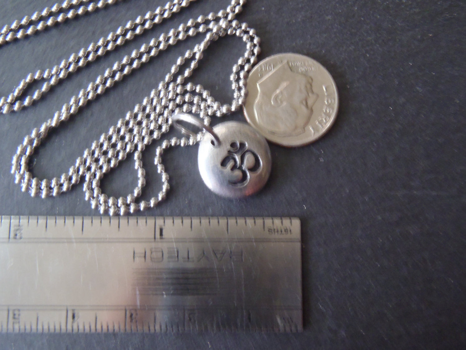 Om tiny pebble necklace - yoga jewelry - Drake Designs Jewelry