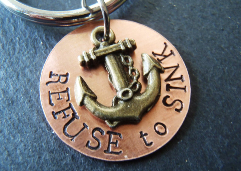 Refuse to Sink anchor inspirational keychain - Drake Designs Jewelry