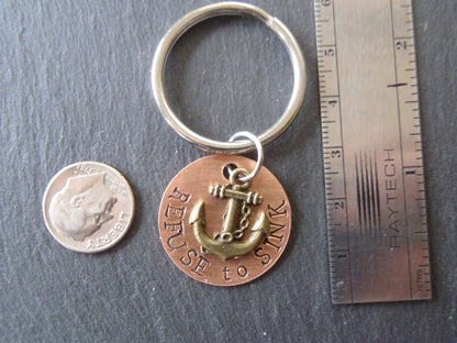 Refuse to Sink anchor inspirational keychain - Drake Designs Jewelry