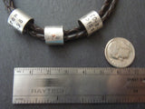 Men's braided leather bracelet for men or women with coordinates, names or custom message - Drake Designs Jewelry