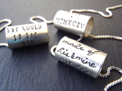 sterling silver personalized inspirational necklace custom inspirational quote hand stamped jewelry gifts for women - Drake Designs Jewelry