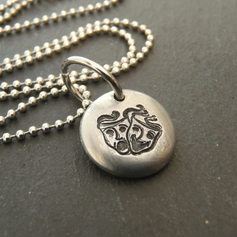 thespian Comedy tragedy necklace drama jewelry theater gift - Drake Designs Jewelry