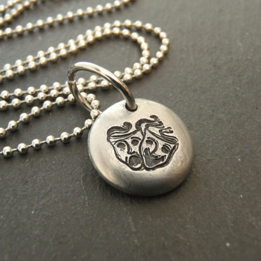 thespian Comedy tragedy necklace drama jewelry theater gift - Drake Designs Jewelry